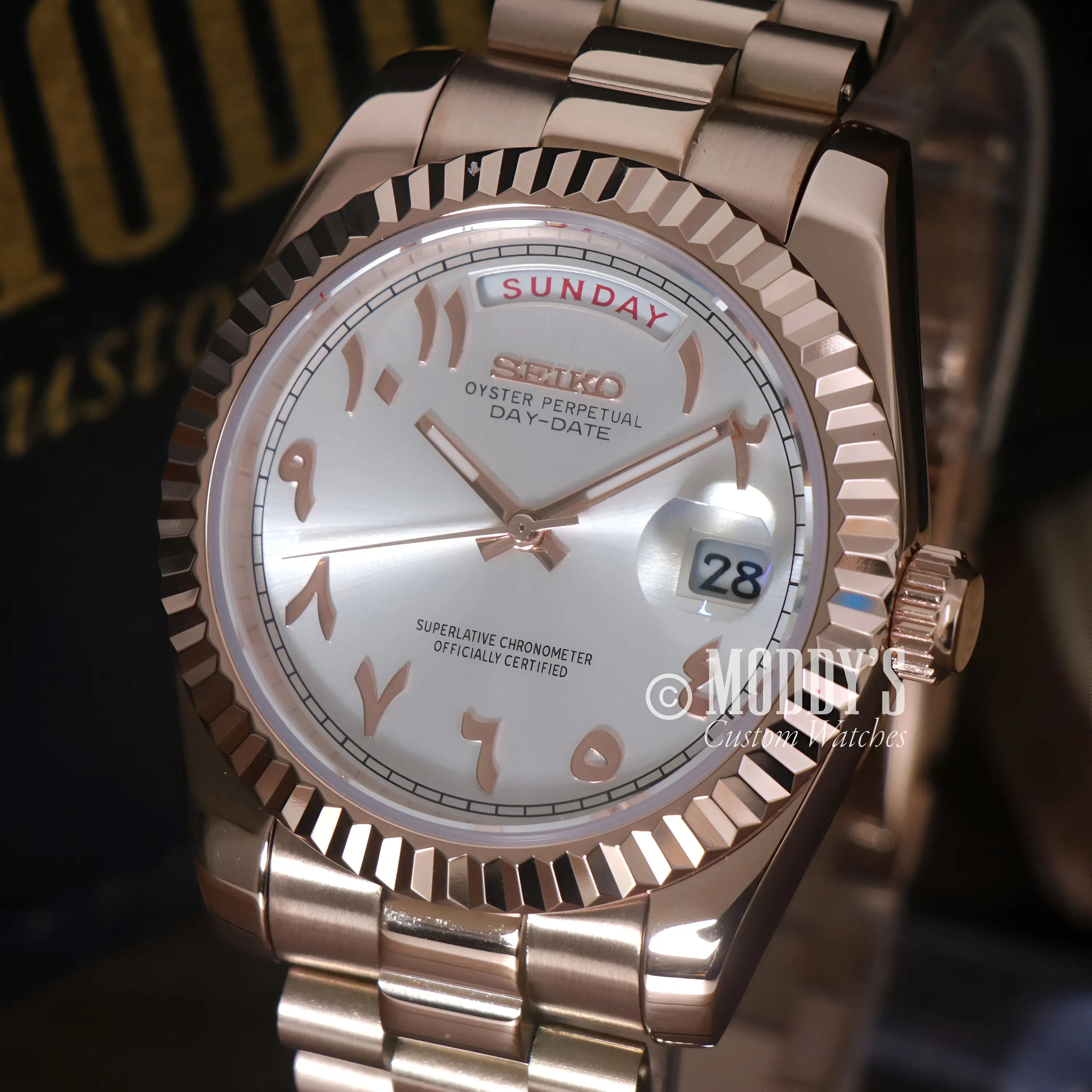 Seikojust | Daydate Rose Gold - White Arabic